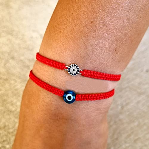 MYSTIC JEWELS by Dalia - 7 knots Red Thread Bracelet - Adjustable protection and evil eye bracelet, lucky amulet, handmade, unisex (Model 8)
