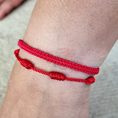 MYSTIC JEWELS by Dalia - 7 knots Red Thread Bracelet - Adjustable protection and evil eye bracelet, lucky amulet, handmade, unisex (Model 1)