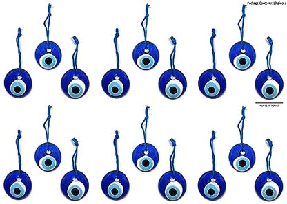 Oeil turc à suspendre, cristal contre mauvais œil bleu, pour porter chance, 4cm de diamètre avec trou et fil, nazar boncuk, mauvais œil (18)