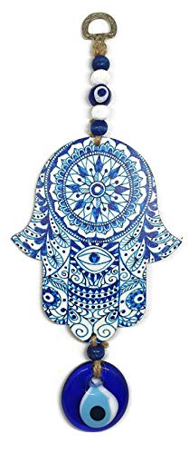 MYSTIC JEWELS - Hamsa de la Mano de Fatima en Madera con Ojo Turco para Buene Suerte y Energia en Casa (Color 5)