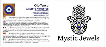 MYSTIC JEWELS - Hamsa de la Mano de Fatima en Cristal con Ojo Turco para Buene Suerte en Casa (Modelo 3)