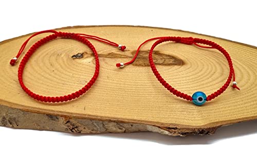 MYSTIC JEWELS par Dalia - Bracelet Fil Rouge 7 noeuds - Bracelet réglable protection et mauvais œil, amulette porte-bonheur, fait main, unisexe (Modèle 4)