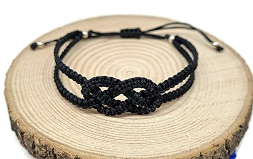 MYSTIC JEWELS - Bracelet en fil de Kabbale, noeud concentrique, protection contre le mauvais œil, bonne chance, bonne chance (NOIR)