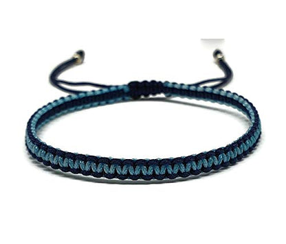 MYSTIC JEWELS - Bracelet en macramé - Fil Kabbale avec 2 couleurs, Amulette, Protection contre le mauvais œil, Bonne Chance, Bonne Chance (Bleu Marine - Turquoise)