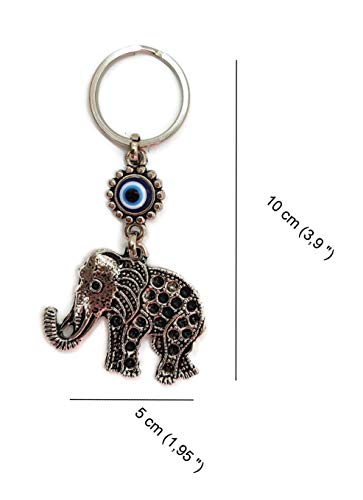 Mystic Jewels – Porte-clés œil turc en forme d'éléphant – Amulette porte-bonheur – Porte-clés porte-bonheur – pour offrir