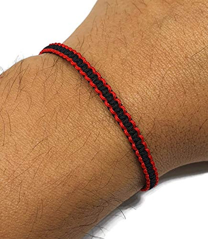 MYSTIC JEWELS - Macrame Bracelet - Thread Kabbalah with 2 colors, Amulet, Evil Eye protection, Good Luck, Good Luck (Red - Black)