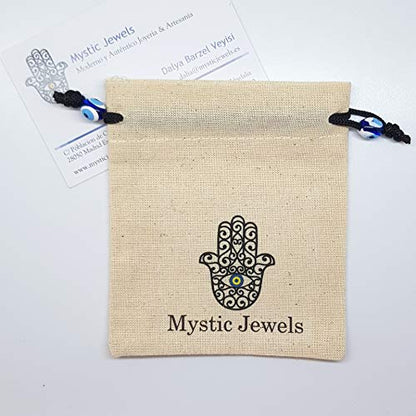 MYSTIC JEWELS - Pulsera Macrame Giratorio - Kabbalah de Hilo de Colores, Amuleto, protección Mal de Ojo, Buena Suerte, Good Luck (Azul)