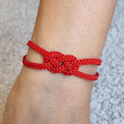 MYSTIC JEWELS - Bracelet en fil de Kabbale, noeud concentrique, protection contre le mauvais œil, bonne chance, bonne chance (ROUGE)