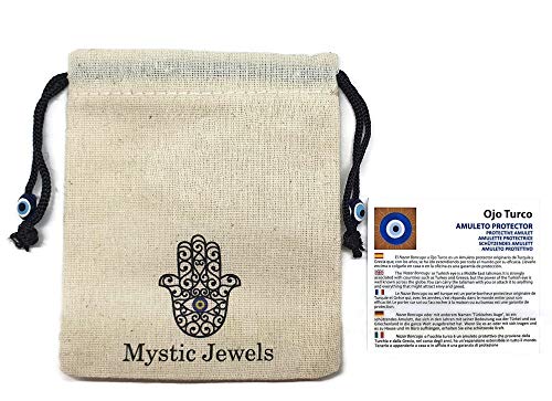 Mystic Jewels - Colgante Mano de Fatima con ojo turco para pared y evitar mal ojos en tu casa