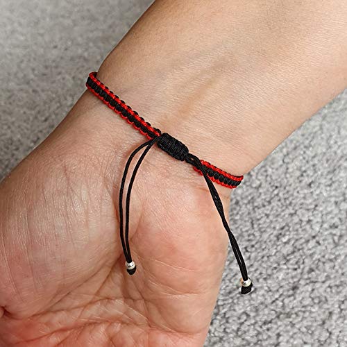 MYSTIC JEWELS - Macrame Bracelet - Thread Kabbalah with 2 colors, Amulet, Evil Eye protection, Good Luck, Good Luck (Red - Black)