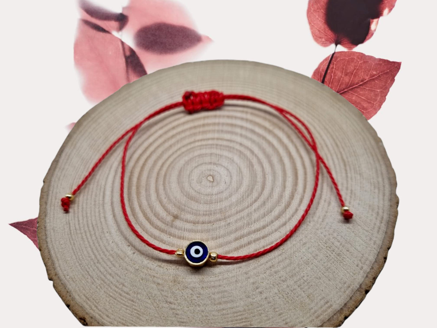 MYSTIC JEWELS par Dalia - Bracelet en fil rouge - Oeil turc bleu tournant pour la bonne chance (rouge)