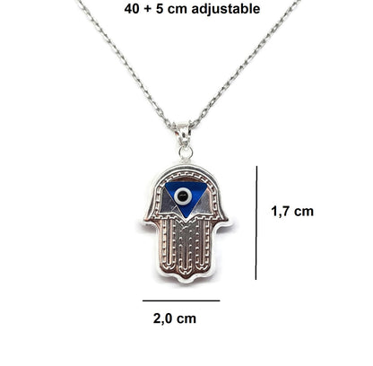 Necklace for Women, 925 Sterling Silver, Good Luck Fatima Hand Pendant