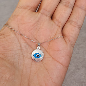 Collar Mal de Ojo de Cristal y Plata de Ley 925 - Ojo Turco Redondo para Regalar